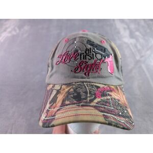 CSI Camo Pink Love at First Sight Gun Rhinestone Baseball Hat Cap One Size